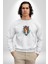 At Kafası Renkli Kadın Erkek Beyaz Baskılı Sweatshirt 5