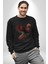 Anka Kuşu Ateş Kuşu Kadın Erkek Siyah Baskılı Sweatshirt 2