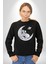 Kuala Sancar Uyuyor Ay Mars Kadın Erkek Siyah Sweatshirt 3
