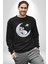 Kuala Sancar Uyuyor Ay Mars Kadın Erkek Siyah Sweatshirt 4