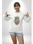 Kalp Parmak Kız Yeşillik Mutluluk Kadın Erkek Beyaz Baskılı Sweatshirt 3