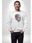 Çiçekli Goril Doğa Kadın Erkek Beyaz Baskılı Sweatshirt 4