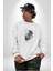 Kaket Polis Kedi Kadın Erkek Beyaz Baskılı Sweatshirt 1