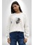 Kaket Polis Kedi Kadın Erkek Beyaz Baskılı Sweatshirt 2