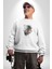 Kaket Polis Kedi Kadın Erkek Beyaz Baskılı Sweatshirt 3