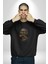 Zombi Kafası Kadın Erkek Siyah Baskılı Sweatshirt 2
