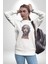 Khansa Eşarp Kadın Tasarımı Kadın Erkek Beyaz Baskılı Sweatshirt 2