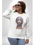 Khansa Eşarp Kadın Tasarımı Kadın Erkek Beyaz Baskılı Sweatshirt 3