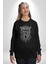 Yarım Insan Yarım Leopar Mutant Leopar Kral Kadın Erkek  Siyah Baskılı Sweatshirt 5