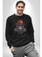 Kırmızı Şapkalı Gözlüklü Maymun Kadın Erkek Siyah Baskılı Sweatshirt 1