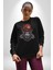 Kırmızı Şapkalı Gözlüklü Maymun Kadın Erkek Siyah Baskılı Sweatshirt 2