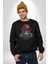 Kırmızı Şapkalı Gözlüklü Maymun Kadın Erkek Siyah Baskılı Sweatshirt 5