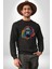 Renkli Maymun Goril Kadın Erkek Siyah Baskılı Sweatshirt 4