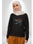 Timsah Renkli Kafası Kadın Erkek Siyah Baskılı Sweatshirt 4