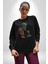 Zombi Iskelet Kendine Yumruk Kadın Erkek Siyah Baskılı Sweatshirt 2