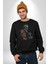 Zombi Iskelet Kendine Yumruk Kadın Erkek Siyah Baskılı Sweatshirt 3