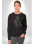 Zombi Iskelet Kendine Yumruk Kadın Erkek Siyah Baskılı Sweatshirt 4