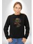 Zombi Kafası Kadın Erkek Siyah Baskılı Sweatshirt 1