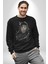Safari Kedi Şal Eşarp Kadın Erkek Siyah Baskılı Sweatshirt 1