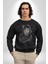 Safari Kedi Şal Eşarp Kadın Erkek Siyah Baskılı Sweatshirt 3
