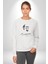 Kemal Atatürk Imza ve Silüet Kadın Erkek Beyaz Baskılı Sweatshirt 3