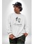 Kemal Atatürk Imza ve Silüet Kadın Erkek Beyaz Baskılı Sweatshirt 4