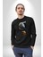 Yapay Zeka Kartal Kuş Tasarımı Kadın Erkek Siyah Baskılı Sweatshirt 1