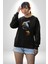 Yapay Zeka Kartal Kuş Tasarımı Kadın Erkek Siyah Baskılı Sweatshirt 3