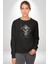 Bizon Inek Kafatası Kurumuş Kadın Erkek Siyah Baskılı Sweatshirt 2