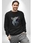 Bull Terier Köpek Havlama Kadın Erkek Siyah Baskılı Sweatshirt 3