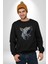 Bull Terier Köpek Havlama Kadın Erkek Siyah Baskılı Sweatshirt 4