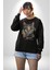 Red Cloud Kedi Hintli Kadın Erkek  Siyah Baskılı Sweatshirt 5