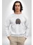 Kuru Kahve Çekirdeği Beyin Kadın Erkek Beyaz Baskılı Sweatshirt 2