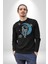 Astronot Uzayda Sıkılmış Kadın Erkek Siyah Baskılı Sweatshirt 3