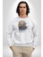 Kasket Miğfer Goril Savaşcı Kadın Erkek Beyaz Baskılı Sweatshirt 3
