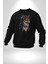Kızılderili Tilki Kadın Erkek Siyah Baskılı Sweatshirt 3