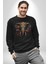 Bereket Fil Hintli Tasarım Kadın Erkek Siyah Baskılı Sweatshirt 4