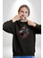 Çiçekli Goril Doğa Kadın Erkek Siyah Baskılı Sweatshirt 4