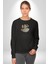 Astronot Kitap Füze Saat Ampül Büyüteç Kadın Erkek Siyah Baskılı Sweatshirt 1
