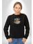 Astronot Kitap Füze Saat Ampül Büyüteç Kadın Erkek Siyah Baskılı Sweatshirt 2