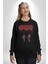 Sevgili Balon Aşk Salıncak Sevgililer Günü Kadın Erkek Siyah Baskılı Sweatshirt 4