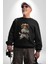 Cavailer King Charles Spaniel Karate Kadın Erkek Siyah Baskılı Sweatshirt 3