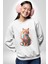 Renkli Yağlı Boya Kedi Kadın Erkek Beyaz Baskılı Sweatshirt 1