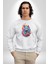 Renkli Kurt Kadın Erkek Beyaz Baskılı Sweatshirt 5