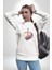 Resim Fırcası Kadın Erkek Beyaz Baskılı Sweatshirt 1