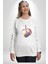 Resim Fırcası Kadın Erkek Beyaz Baskılı Sweatshirt 3