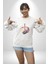 Resim Fırcası Kadın Erkek Beyaz Baskılı Sweatshirt 5