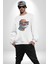 Gözlük Şapka Mukalemun Kadın Erkek Beyaz Baskılı Sweatshirt 4