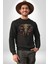 Bereket Fil Hintli Tasarım Kadın Erkek Siyah Baskılı Sweatshirt 5