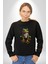Frog Kurbağa Prens Kadın Erkek Siyah Baskılı Sweatshirt 4
